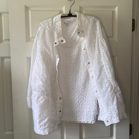 Chico's Jackets & Blazers - *SET* Chico's Zenergy Collection White Eyelet Jacket & Tank - Sz XL (Chico's 3)